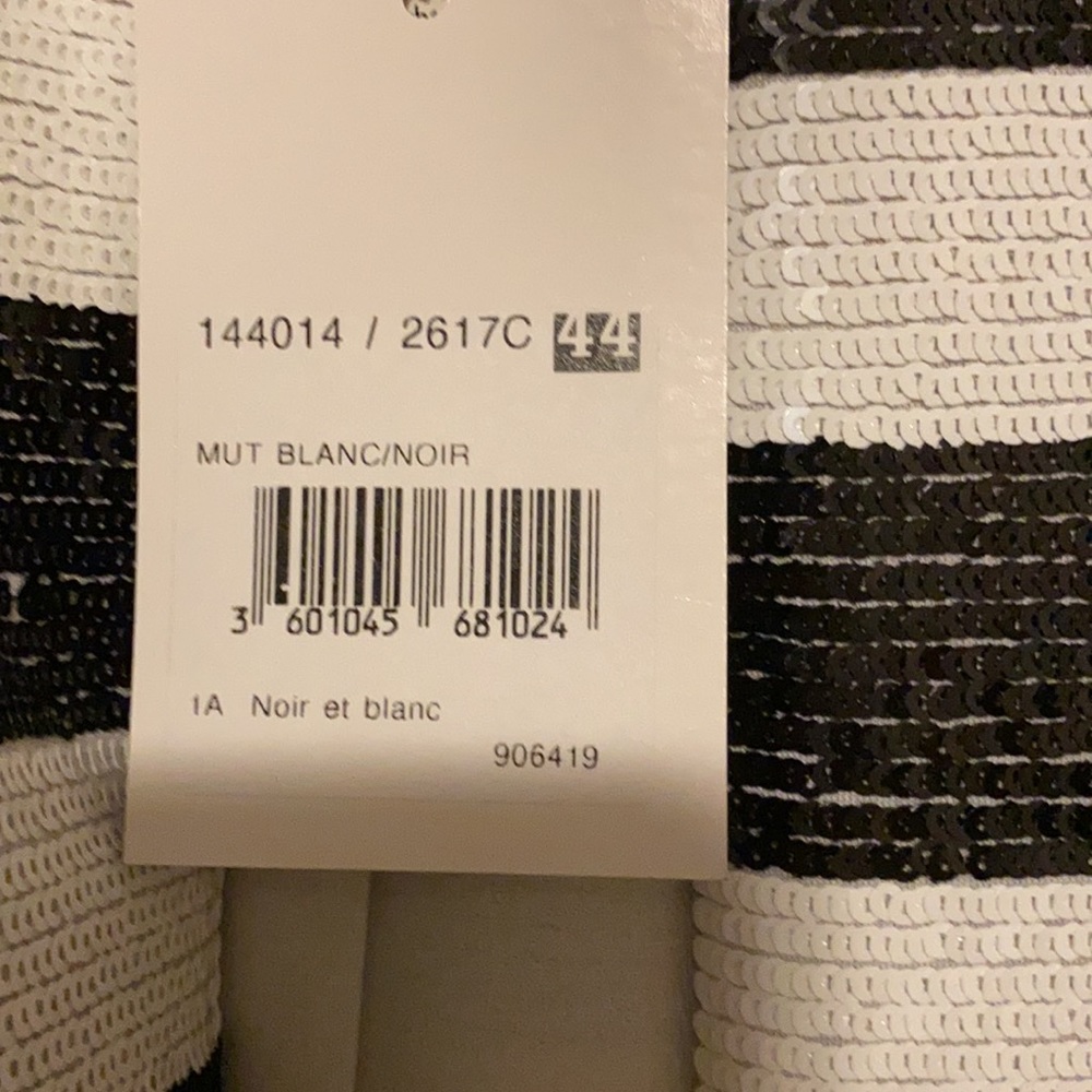 Brand New with tags WEILL sequined black and white striped 3/4 sleeve jacket - Picture 5 of 5